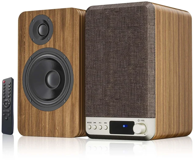 Main image of Powered Bookshelf Speakers for Turntable Vinyl Record Player 30W*2, 3.5 Inch Woofer, AUX/RCA/BT Wired & Wireless Input, Compact Desktop HiFi Stereo Sound Active Speakers for Computer PC