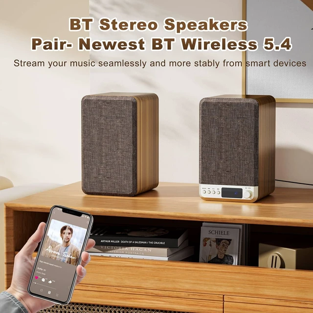 Alt view image 5 of 7 - Powered Bookshelf Speakers for Turntable Vinyl Record Player 30W*2, 3.5 Inch Woofer, AUX/RCA/BT Wired & Wireless Input, Compact Desktop HiFi Stereo Sound Active Speakers for Computer PC