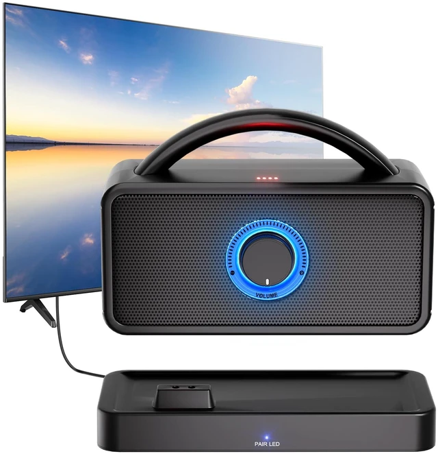 Main image of 5.8 GHz Wireless TV Speakers for Hard of Hearing Seniors Portable TV Speaker Amplifies TV Sound, 0ms Audio-Video Sync, ARC/AUX/RCA/COAX/OPT, All Cables Included