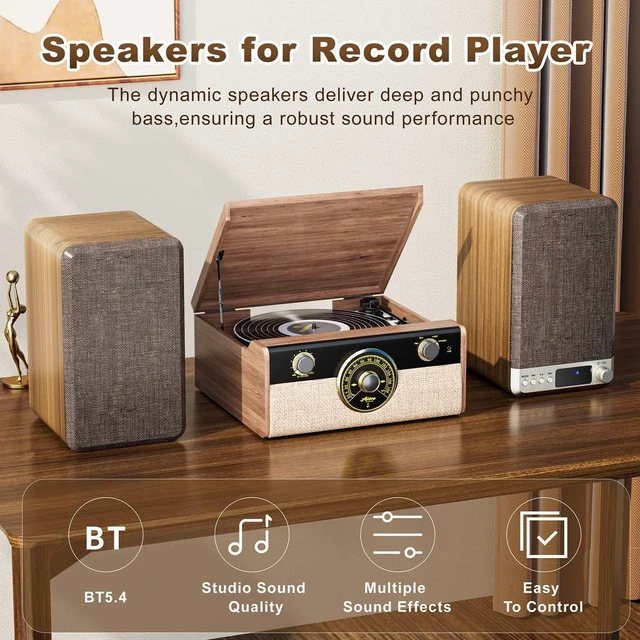 Alt view image 2 of 7 - Powered Bookshelf Speakers for Turntable Vinyl Record Player 30W*2, 3.5 Inch Woofer, AUX/RCA/BT Wired & Wireless Input, Compact Desktop HiFi Stereo Sound Active Speakers for Computer PC