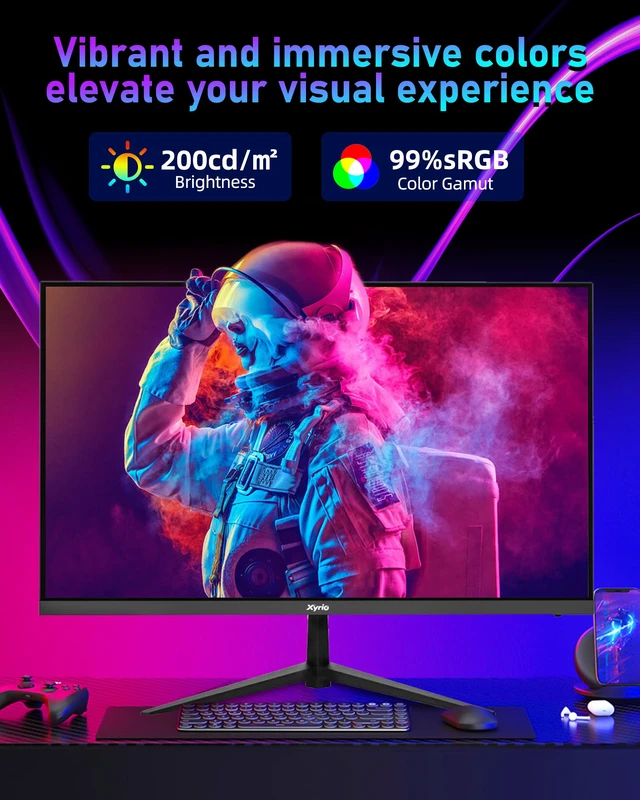 Alt view image 3 of 7 - Gaming Monitor, 23.8'' Gaming Monitor FHD(1920x1080) 240Hz, Computer Gaming Monitors w/AMD FreeSync 1ms Display, Gaming Monitors w/ 100% sRGB, Build-in Speakers, VESA, Eye Care Anti-Glare Black