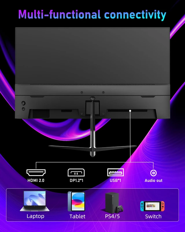 Alt view image 7 of 7 - Gaming Monitor, 23.8'' Gaming Monitor FHD(1920x1080) 240Hz, Computer Gaming Monitors w/AMD FreeSync 1ms Display, Gaming Monitors w/ 100% sRGB, Build-in Speakers, VESA, Eye Care Anti-Glare Black