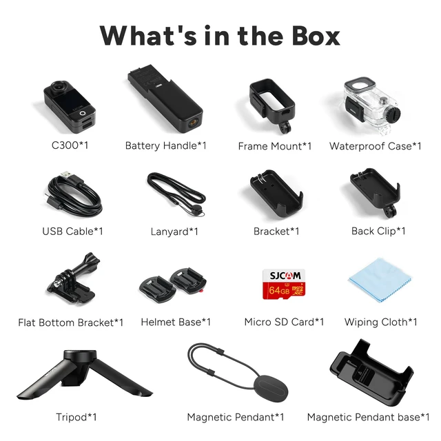 Alt view image 5 of 7 - C300 64GB 4K Action VLOGGING Camera with 7Hour Power Grip,POV Camera 7H Power,6-Axis Stabilization,Dual-Touch Screen,30M Waterproof,Werable begginers Camera,familly