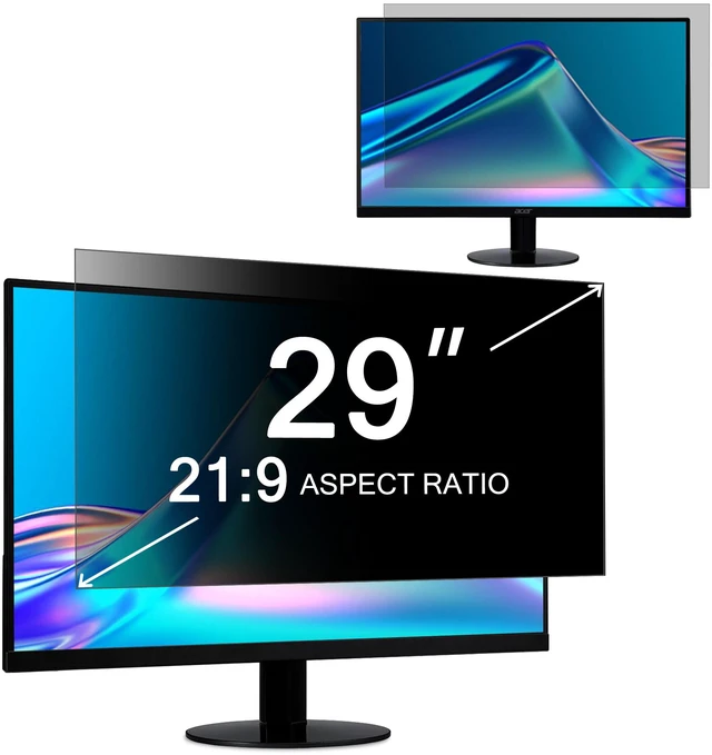 Main image of 29 Inch Computer Privacy Screen Filter for 21:9 Widescreen Monitor 26.5"x11.2" - Computer Screen Privacy Shield and Anti Blue Light Anti Glare Screen Protector