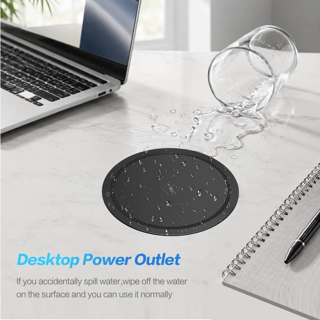 Alt view image 6 of 7 - 3.86" Pop Up Outlet for Countertop,15W Wireless Charger,USB-C 20W -Black 4-Side Outlets 1875W Overload Protection, USB-C PD 20W Super Fast Charging,6.5 Ft 16AWG Cable ETL Listed for Office home