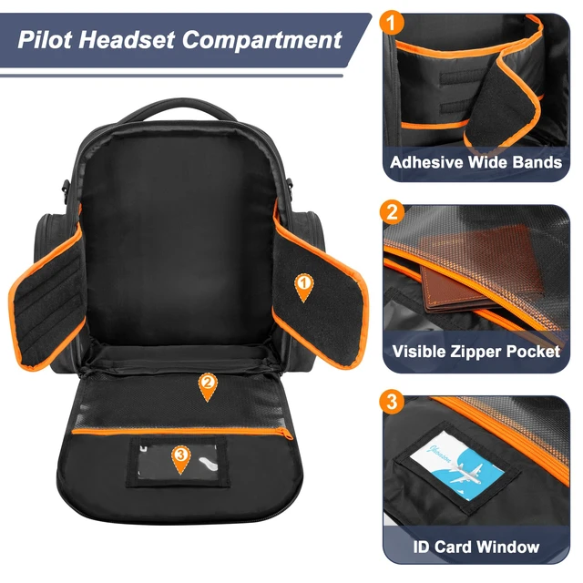 Alt view image 2 of 7 - Pilot Headset Bag, Aviation Headset Pilot Bag for Secure Storage Flight Bag for Aviation Headset, Padded Sleeve for Kneeboard, iPad and More, Three Ways to Carry, Patch Area, Bag Only