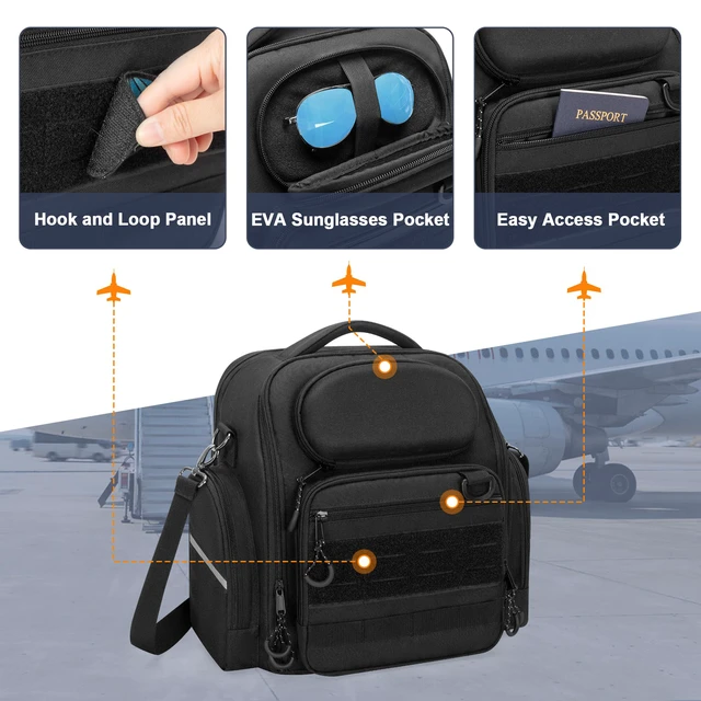 Alt view image 5 of 7 - Pilot Headset Bag, Aviation Headset Pilot Bag for Secure Storage Flight Bag for Aviation Headset, Padded Sleeve for Kneeboard, iPad and More, Three Ways to Carry, Patch Area, Bag Only