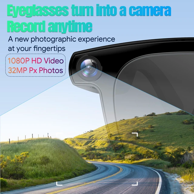 Alt view image 3 of 7 - AI Smart Glasses with Camera, 4K Photos & 1080P Video,Real-Time Translation, Bluetooth 5.3, Assistant Conversation, Suitable for Vlogging,Cycling, Hiking Travel, Business