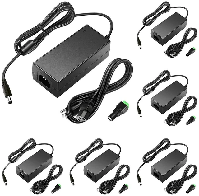 Main image of 12V Power Supply 5A 100~240V AC to DC 12Volt Adapter Transformer 5.5x2.5mm Tip Plug for 12V LED Strip Lights,110V to 12V 5A 4A 3A 2.5A Converter for 3D Printer CCTV Baby Swing Camera,6-Pack