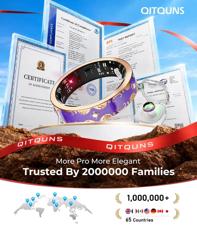 Alt view image 2 of 7 - 6 Gen Diamond Smart Ring and Wireless Charging Case Industry Rank 1-0 Measurement Error 2026 Smart Ring for Women - Advanced Health Tracker for Wellness and Activity Tracking, Purple 8#