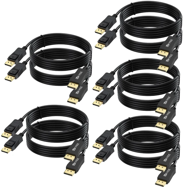Main image of DisplayPort Cable 10ft 10-Pack, Monitor Cable (Display Port) DP to Displayport 1.2 Cord 10 feet Compatible with DP 1.1/1.2 Supports 1440P@144HZ,2K@144Hz, 4K@60Hz-Black,Gold Plated