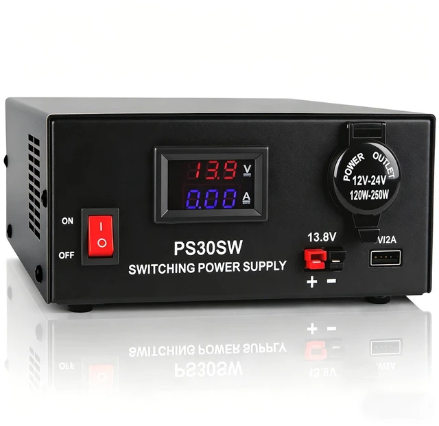Main image of DC Bench Power Supply 30A 13.8V, Universal Regulated Power Supply for Radio, USB+Anderson+Cigarette Lighter Socket Home Lab Benchtop AC-to-DC Converter for CB/HAM/Amateur Radio