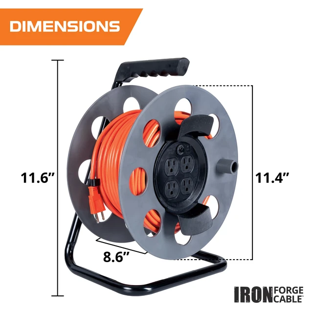 Alt view image 2 of 6 - Extension Cord Reel, 75 Ft, 4 Outlets 14/3 Cable, Portable Reel, 4 Grounded Outlets - For Garage, Shop & Job Sites
