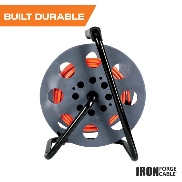 Alt view image 6 of 6 - Extension Cord Reel, 75 Ft, 4 Outlets 14/3 Cable, Portable Reel, 4 Grounded Outlets - For Garage, Shop & Job Sites