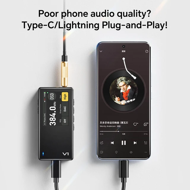Alt view image 3 of 7 - Variations V1 Portable HiFi Music Player,Digital Audio Player with Two Way Bluetooth 5.1. 4.4mm&3.5mm Headphone Ports +Black Back Clip