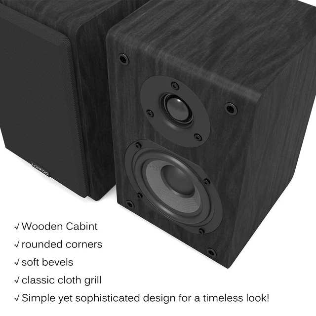 Alt view image 7 of 7 - Passive Bookshelf Speakers, 150W Wooden Cabinet Stereo Speakers Pair 4" Carbon Fiber Woofer, 1" Silk Dome Tweeter, Amplifier Required, for Home Audio, Turntable & Record Player