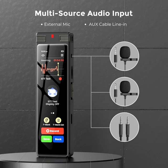 Alt view image 3 of 7 - 8GB AI Voice Recorder, Digital Voice Recorder with Playback, Offline Transcribe and Online Summarize/Mindmap/Translation Base on AI Technology, Voice Activated Audio Recorder (Black