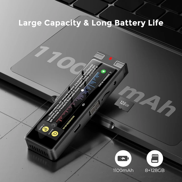 Alt view image 7 of 7 - 8GB AI Voice Recorder, Digital Voice Recorder with Playback, Offline Transcribe and Online Summarize/Mindmap/Translation Base on AI Technology, Voice Activated Audio Recorder (Black