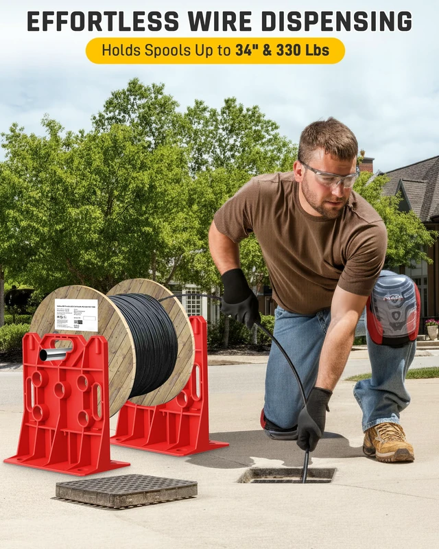 Alt view image 3 of 7 - Wire Spool Rack Electrical Wire Dispenser, Cable Reel Caddy-1 Pair Fits up to 34" Reels, 330 LBS Load Capacity, Multi-purpose, Free-Standing, Portable, Weather-Resistant