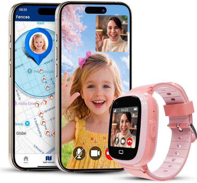 Main image of Kids Watch with GPS Tracker, Two-Way Calling, Real-Time Tracking & SOS Alerts - Kids Smart Watches for Girls with Geo-Fencing, School Mode, Water Resistant, Long Battery Life & Parental Controls