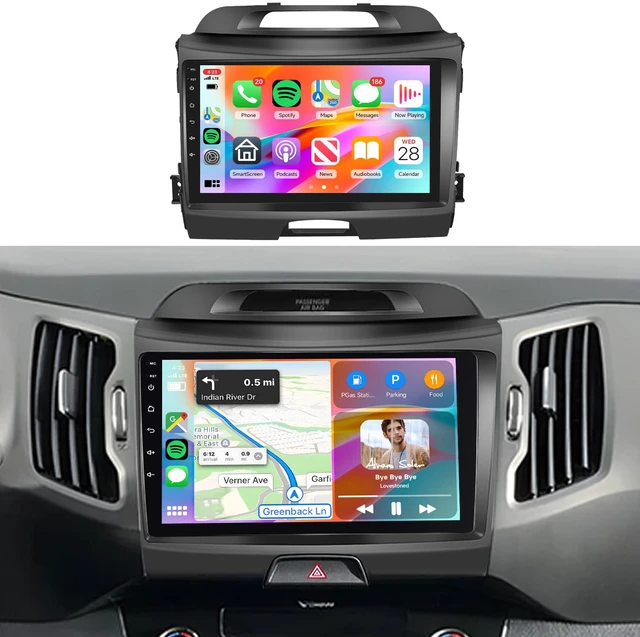 Main image of Android Car Stereo for Kia Sportage 2010-2016 Wireless CarPlay Android Auto 9 Inch HD Touchscreen with 2+64G storage, Sportage Radio with 5Ghz WiFi GPS Bluetooth FM/RDS EQ SWC 26UI Backup Camera MIC