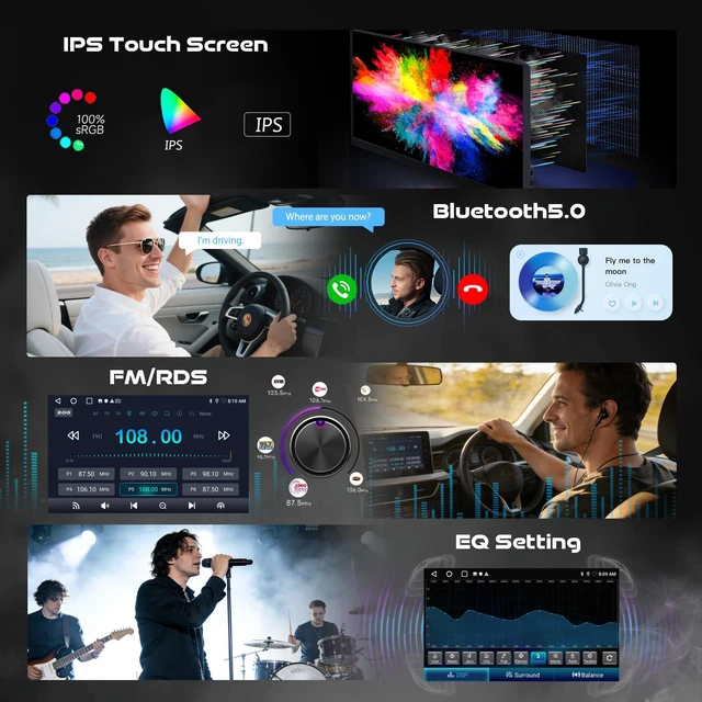 Alt view image 5 of 7 - Android Car Stereo for Kia Sportage 2010-2016 Wireless CarPlay Android Auto 9 Inch HD Touchscreen with 2+64G storage, Sportage Radio with 5Ghz WiFi GPS Bluetooth FM/RDS EQ SWC 26UI Backup Camera MIC