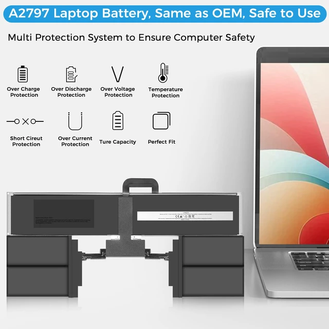Alt view image 4 of 7 - A2941 Battery,A2797 Battery Replacement for MacBook Air 15 Inch M2 (2023) EMC 8301(Upgraded High Performance 11.54V 6000mAh 66.5Wh)