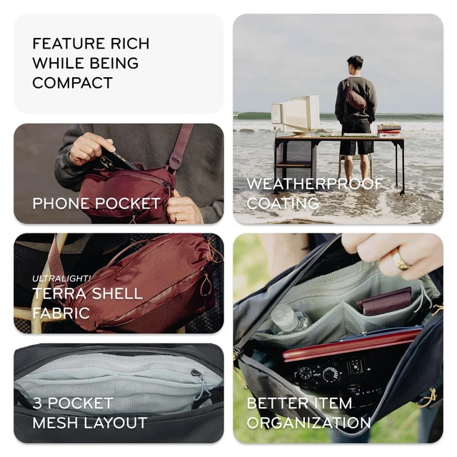 Alt view image 2 of 7 - Outdoor Sling 4L, Black, Padded Adjustable Shoulder Strap for Crossbody & Waist Carry, 3 Mesh Internal Pockets, Ideal for Carrying Cameras & Essentials, Versatile Sling Bag for Men & Women