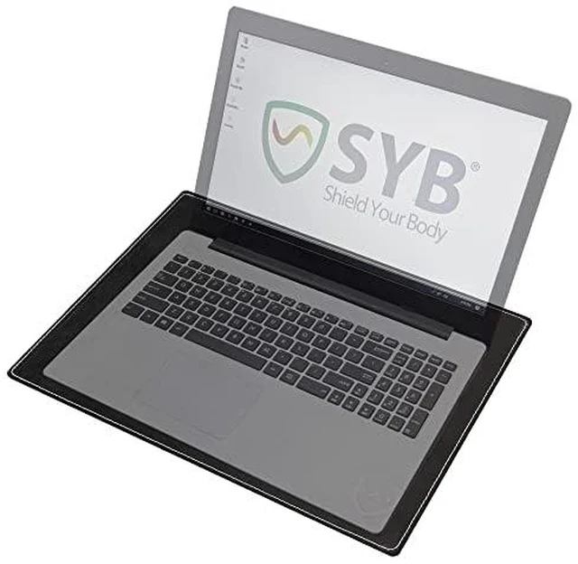 Main image of Shield Your Body - Laptop Lap Pad with SaferBody, Anti Radiation Shield & Heat Shield Pad, EMF Blocker Laptop Pad for Up to 17in.Wide Device (15.9 x 12 inches), Jet Black PU Leather Color