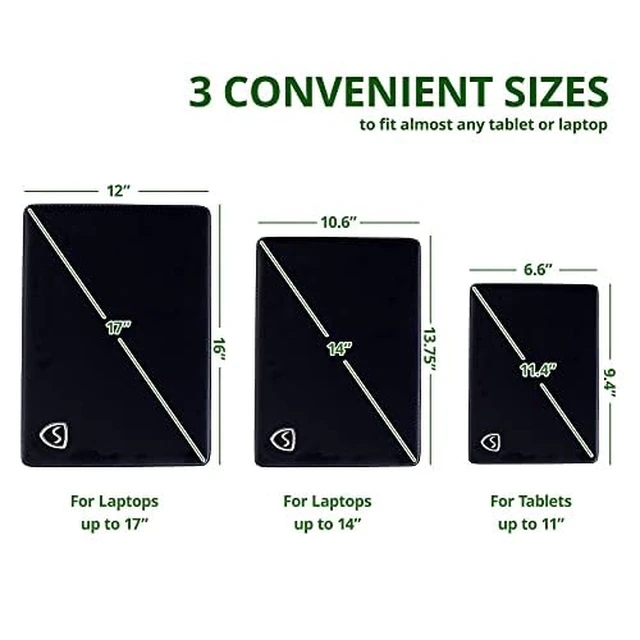 Alt view image 5 of 7 - Shield Your Body - Laptop Lap Pad with SaferBody, Anti Radiation Shield & Heat Shield Pad, EMF Blocker Laptop Pad for Up to 17in.Wide Device (15.9 x 12 inches), Jet Black PU Leather Color