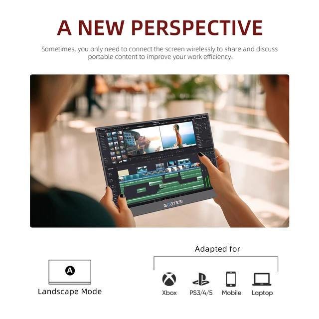 Alt view image 6 of 7 - 15.6 Inch Wireless Portable Monitor, 1080P FHD USB-C HDMI External Display, IPS HDR Travel Screen with Wi-Fi AirPlay Miracast & Smart Stand for Laptop Phone Mac Xbox Switch