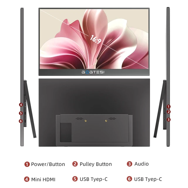 Alt view image 7 of 7 - 15.6 Inch Wireless Portable Monitor, 1080P FHD USB-C HDMI External Display, IPS HDR Travel Screen with Wi-Fi AirPlay Miracast & Smart Stand for Laptop Phone Mac Xbox Switch