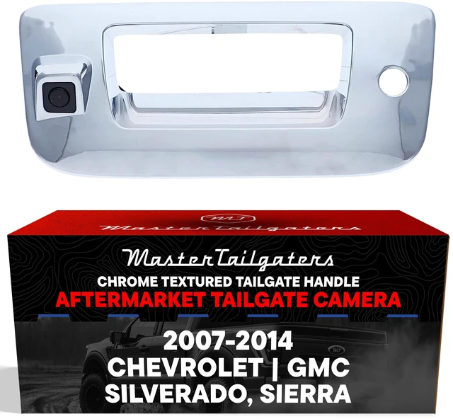 Main image of Chrome Tailgate Handle with Backup Camera Replacement for Chevrolet Silverado/GMC Sierra (2007-2014) IP68 Waterproof Parking Grid Lines Available Easy to Install