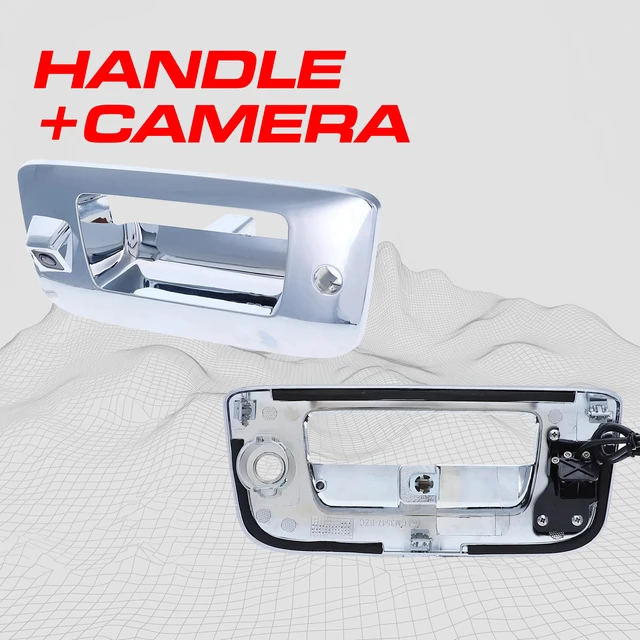 Alt view image 2 of 7 - Chrome Tailgate Handle with Backup Camera Replacement for Chevrolet Silverado/GMC Sierra (2007-2014) IP68 Waterproof Parking Grid Lines Available Easy to Install