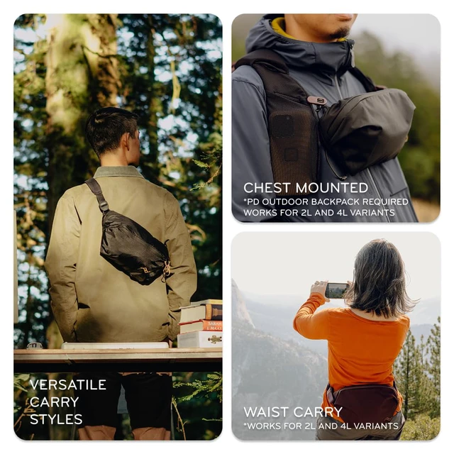 Alt view image 3 of 7 - Outdoor Sling 4L, Black, Padded Adjustable Shoulder Strap for Crossbody & Waist Carry, 3 Mesh Internal Pockets, Ideal for Carrying Cameras & Essentials, Versatile Sling Bag for Men & Women