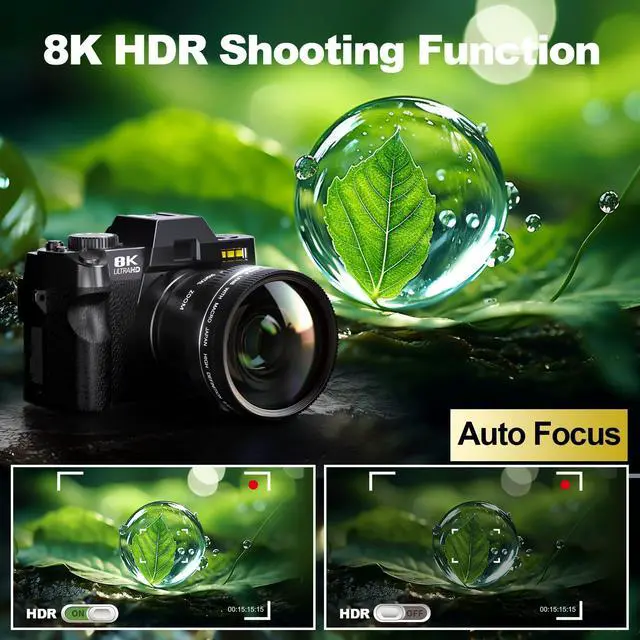 Alt view image 3 of 4 - 8K Digital Cameras for Photography, 64MP Vlogging Camera with 180°Flip Screen,2 Batteries, 64GB TF Card,16X Zoom, WiFi,Microphone, Wide & Macro Lens Kit (Black) (Black)