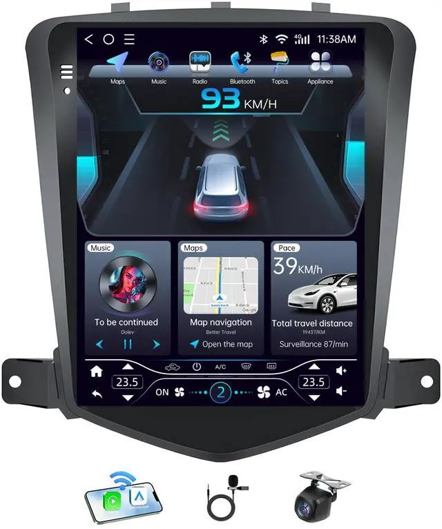 Main image of 8 Core 32GB ROM Car Stereo Radio for Cruze 2009 2010-2015: 5G WiFi Wireless CarPlay Andriod Auto IPS Touchcreen Bluetooth Backup Camera FM GPS Steering Wheel Control Mirror Link