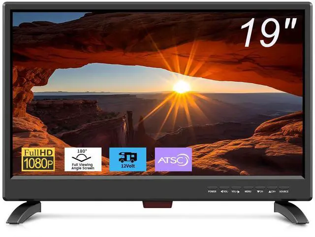 Main image of 19 Inch Flat Screen TV Built in Digital ATSC Tuners, 1080p LED TV with HDMI VGA AV USB Port for Kitchen, Bedroom, RV, Caravan, Camping, Outdoor
