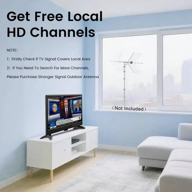 Alt view image 3 of 4 - 19 Inch Flat Screen TV Built in Digital ATSC Tuners, 1080p LED TV with HDMI VGA AV USB Port for Kitchen, Bedroom, RV, Caravan, Camping, Outdoor