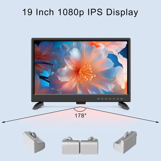 Alt view image 4 of 4 - 19 Inch Flat Screen TV Built in Digital ATSC Tuners, 1080p LED TV with HDMI VGA AV USB Port for Kitchen, Bedroom, RV, Caravan, Camping, Outdoor