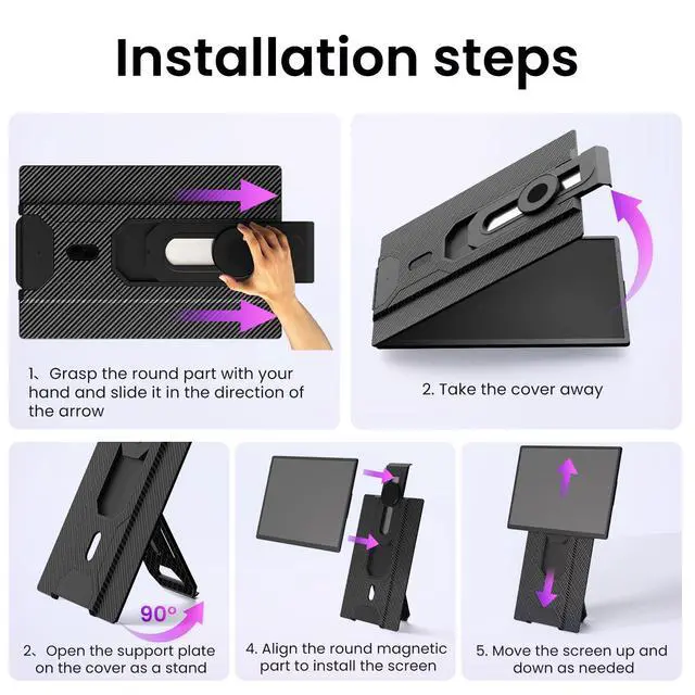 Alt view image 3 of 4 - Laptop Screen Extender Portable Monitor - Dual 16" 1200P FHD Travel Monitor Fit for 13-17" Laptops Plug & Play 360° Rotating Detachable Stand Height Adjustable for Travel/Work/Study