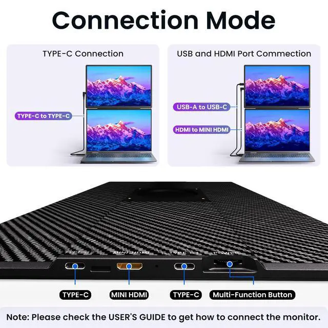 Alt view image 4 of 4 - Laptop Screen Extender Portable Monitor - Dual 16" 1200P FHD Travel Monitor Fit for 13-17" Laptops Plug & Play 360° Rotating Detachable Stand Height Adjustable for Travel/Work/Study