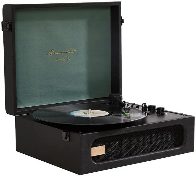 Alt view image 2 of 4 - Coryphaeus Vinyl Record Player 3-Speed Bluetooth Input and Output Built-in Speakers with Magnetic Cartridge Auto Off (Black Green)