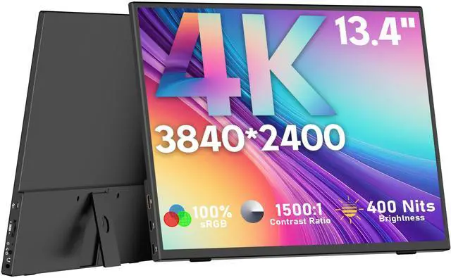 Main image of 4K Portable Monitor, 13.4" 3840 * 2400 IPS Portable Monitor for Laptop, Slim Lightweight HDR Travel Screen USB-C HDMI w/Smart Cover for Laptop PS5/4 Xbox