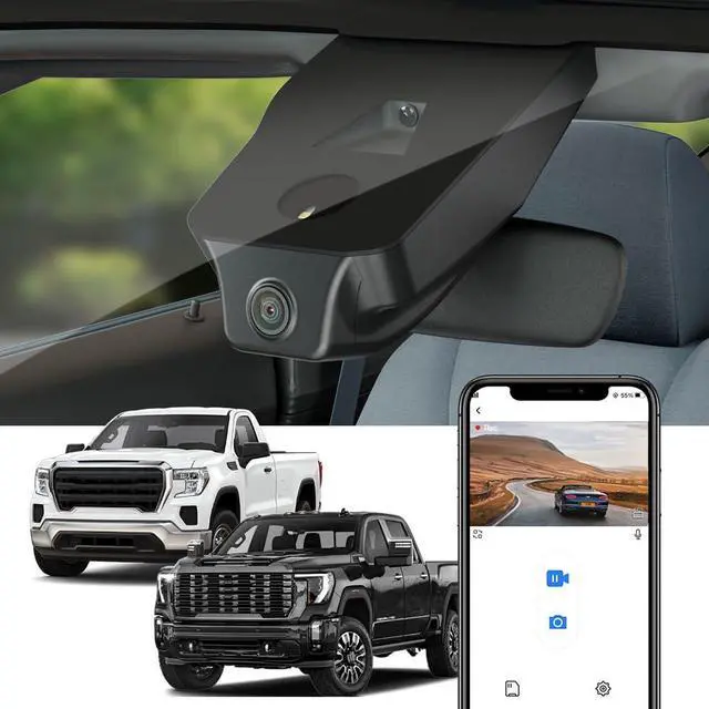 Main image of 4K Dash Cam Suitable for GMC Sierra 1500 2500HD 3500HD (HD2-6272, Count The Vents) 2020-2026, OEM Look, UHD 2160P Video, WiFi & APP, Loop Recording, G-Sensor, Plug & Play, 2 Cables/64GB Card
