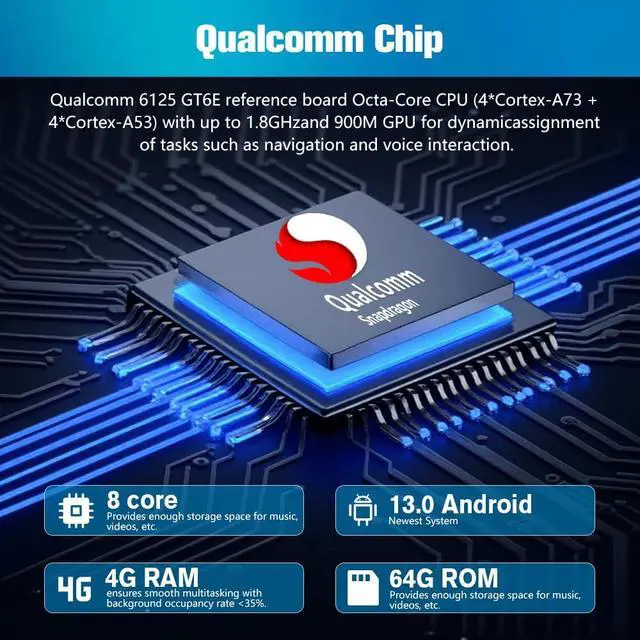 Alt view image 2 of 4 - Qualcomm 8 Core 64GB Car Radio Stereo for Chevy Silverado Tahoe Equinox GMC Sierra Yukon 2007-2013 with CarPlayAndroid Auto
