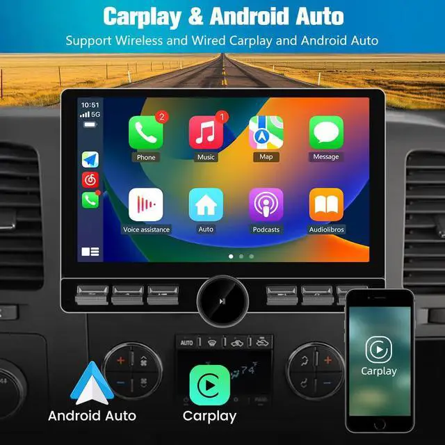 Alt view image 3 of 4 - Qualcomm 8 Core 64GB Car Radio Stereo for Chevy Silverado Tahoe Equinox GMC Sierra Yukon 2007-2013 with CarPlayAndroid Auto