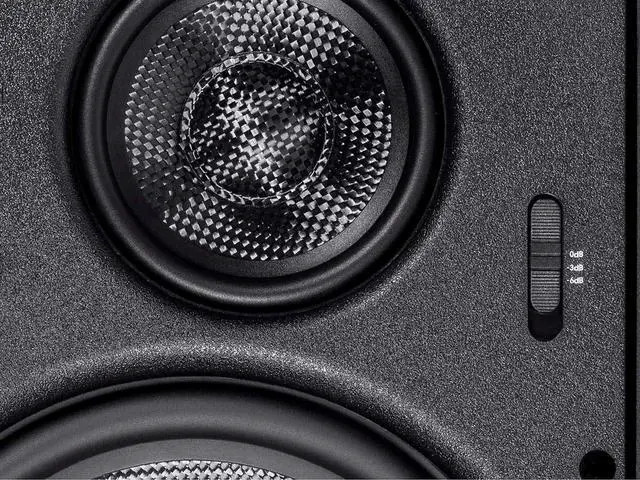 Alt view image 3 of 4 - 3-Way Carbon Fiber In Wall Speakers - 8-Inch, Pair, With Paintable Magnetic Grille, Black - Alpha Series