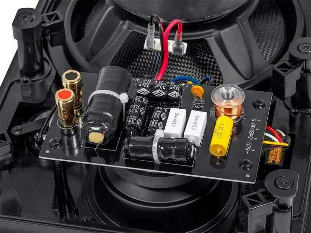 Alt view image 4 of 4 - 3-Way Carbon Fiber In Wall Speakers - 8-Inch, Pair, With Paintable Magnetic Grille, Black - Alpha Series