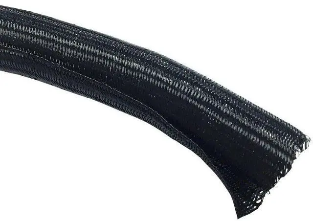 Main image of 2" Hook Self Closing Sleeve Braid Wrap Around Sleeving Flame Retardant Flexible Mesh Cord Cover Cable Protector Wire Organizer - 25 Feet - Black